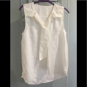 Ivory tank blouse w sash - great for work!